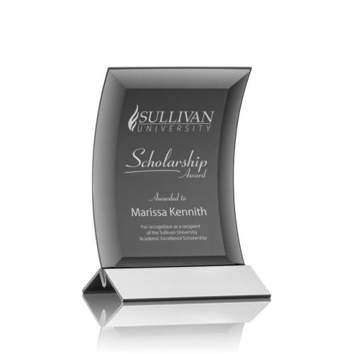 Corporate Awards - Metal Awards - Dominga Black/Silver Arch & Crescent Crystal Award
