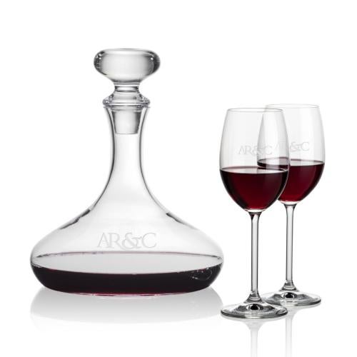 Corporate Recognition Gifts - Etched Barware - Stratford Decanter & Woodbridge Wine