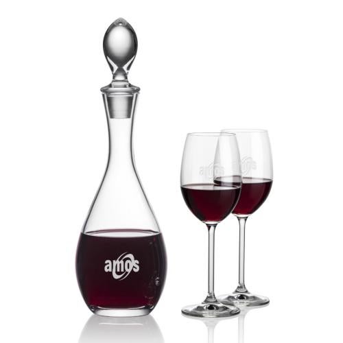 Corporate Recognition Gifts - Etched Barware - Malvern Decanter & Woodbridge Wine