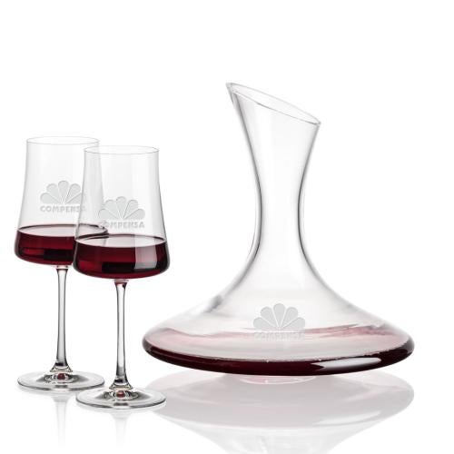 Corporate Recognition Gifts - Etched Barware - Madagascar Carafe & Dakota Wine