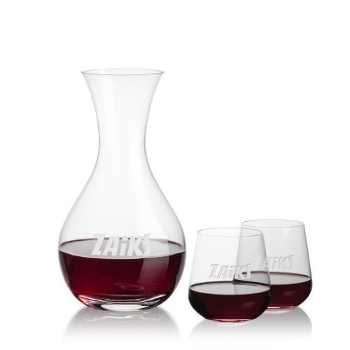Corporate Recognition Gifts - Etched Barware - Adelita Carafe & Howden Stemless Wine