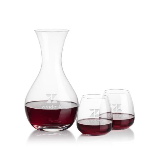 Corporate Recognition Gifts - Etched Barware - Adelita Carafe & Hogarth Stemless Wine