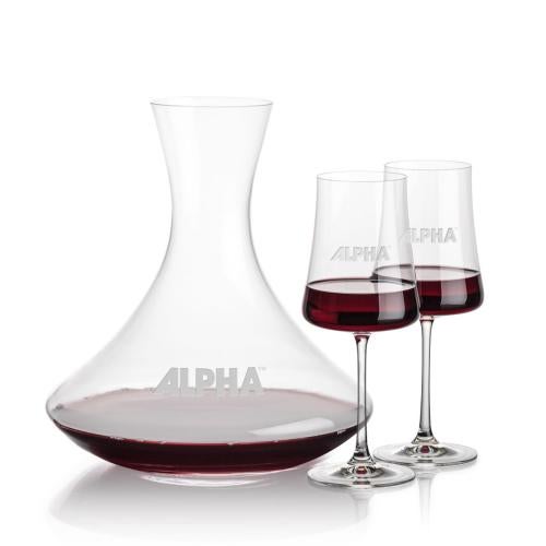 Corporate Recognition Gifts - Etched Barware - Senderwood Carafe & Dakota Wine