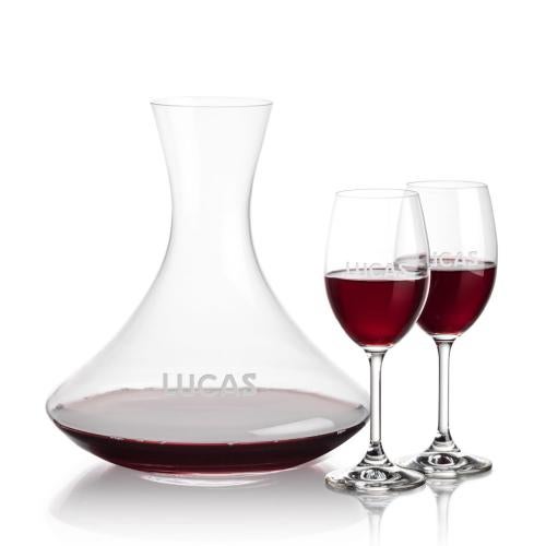 Corporate Recognition Gifts - Etched Barware - Senderwood Carafe & Naples Wine