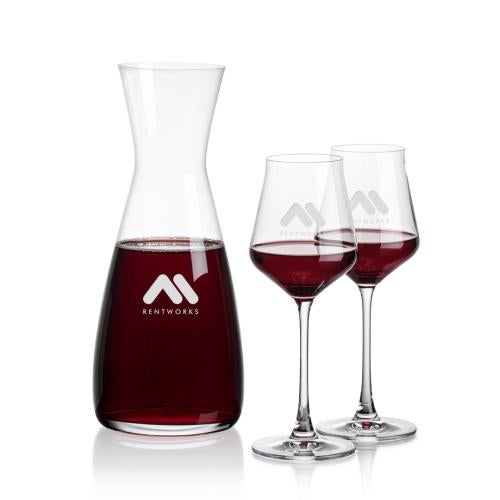 Corporate Recognition Gifts - Etched Barware - Portofino Carafe & Bretton Wine