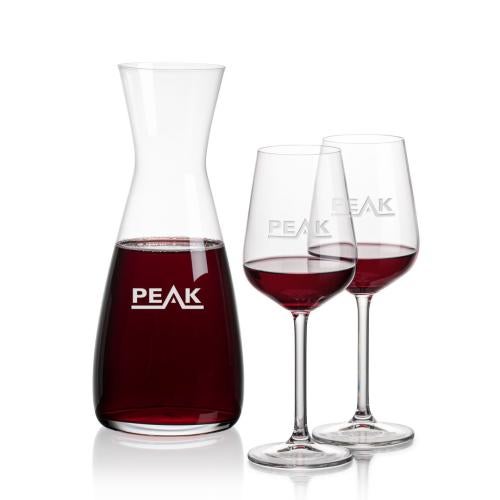 Corporate Recognition Gifts - Etched Barware - Portofino Carafe & Elderwood Wine