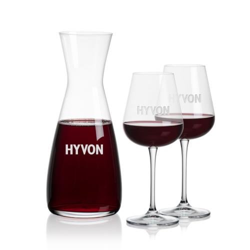 Corporate Recognition Gifts - Etched Barware - Portofino Carafe & Howden Wine