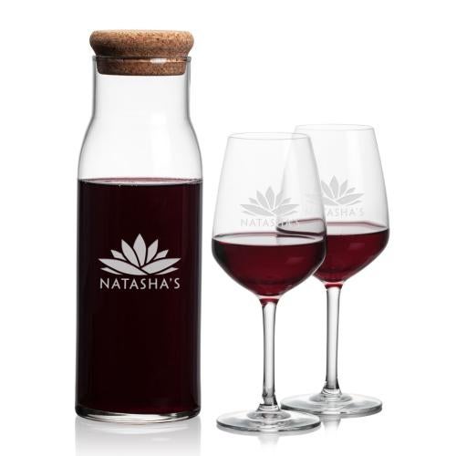 Corporate Recognition Gifts - Etched Barware - Aviston Carafe & Mandelay Wine
