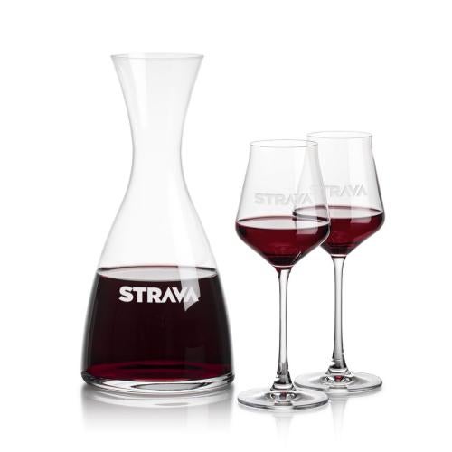 Corporate Recognition Gifts - Etched Barware - Barham Carafe & Bretton Wine