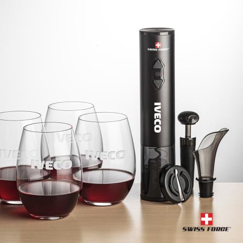 Swiss Force Opener and Wine Glass Set