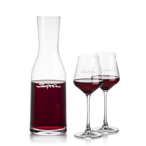 Corporate Recognition Gifts - Etched Barware - Caldmore Carafe & Bretton Wine