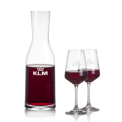 Corporate Recognition Gifts - Etched Barware - Caldmore Carafe & Cannes Wine