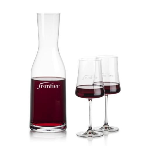 Corporate Recognition Gifts - Etched Barware - Caldmore Carafe & Dakota Wine