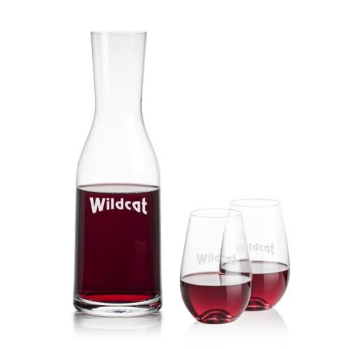 Corporate Recognition Gifts - Etched Barware - Caldmore Carafe & Boston Stemless Wine