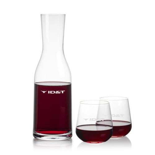 Corporate Recognition Gifts - Etched Barware - Caldmore Carafe & Howden Stemless Wine