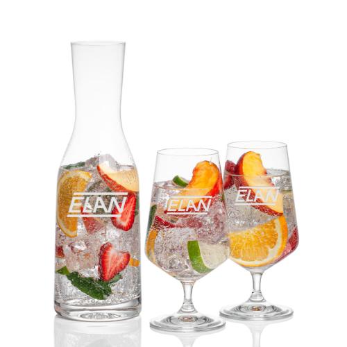 Corporate Recognition Gifts - Etched Barware - Caldmore Carafe & Breckland Beverage