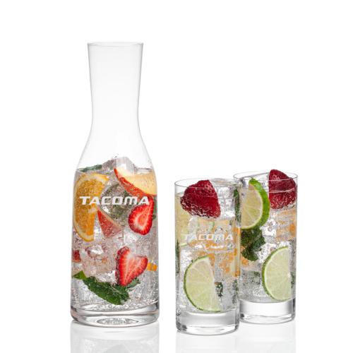 Corporate Recognition Gifts - Etched Barware - Caldmore Carafe & Dresden Beverage