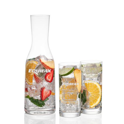 Corporate Recognition Gifts - Etched Barware - Caldmore Carafe & Franca Beverage