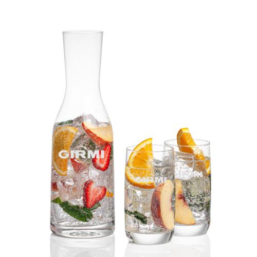 Corporate Recognition Gifts - Etched Barware - Caldmore Carafe & Sandown Beverage
