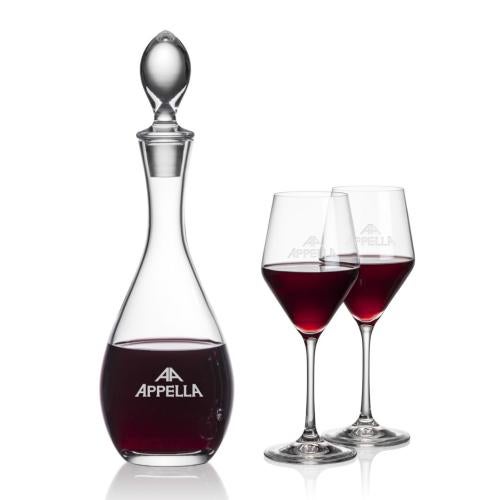 Corporate Recognition Gifts - Etched Barware - Malvern Decanter & Bengston Wine