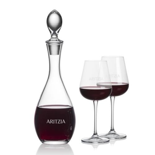 Corporate Recognition Gifts - Etched Barware - Malvern Decanter & Breckland Wine