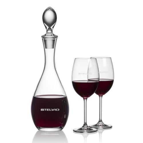Corporate Recognition Gifts - Etched Barware - Malvern Decanter & Blyth Wine