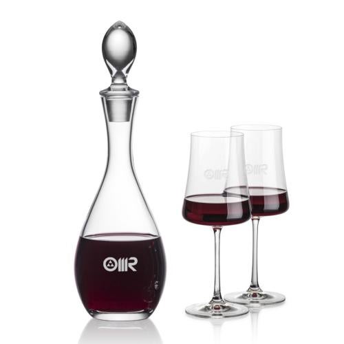 Corporate Recognition Gifts - Etched Barware - Malvern Decanter & Dakota Wine