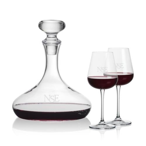 Corporate Recognition Gifts - Etched Barware - Stratford Decanter & Breckland Wine