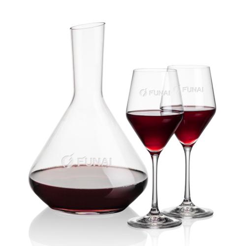 Corporate Recognition Gifts - Etched Barware - Terrassa Carafe & Bengston Wine