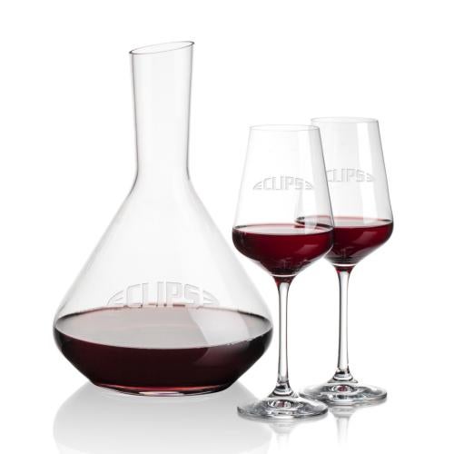 Corporate Recognition Gifts - Etched Barware - Terrassa Carafe & Breckland Wine