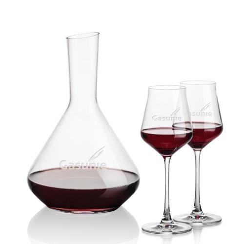 Corporate Recognition Gifts - Etched Barware - Terrassa Carafe & Bretton Wine