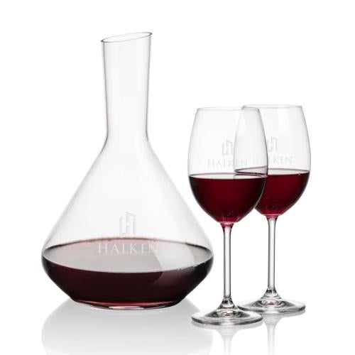 Corporate Recognition Gifts - Etched Barware - Terrassa Carafe & Coleford Wine