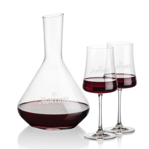 Corporate Recognition Gifts - Etched Barware - Terrassa Carafe & Dakota Wine