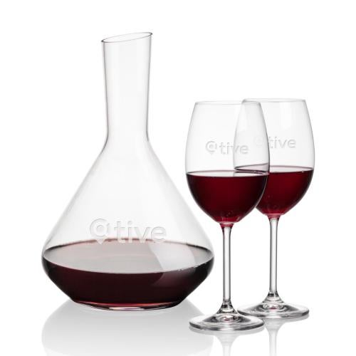 Corporate Recognition Gifts - Etched Barware - Terrassa Carafe & Blyth Wine
