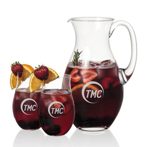 Corporate Recognition Gifts - Etched Barware - Charleston Pitcher & Avondale Beverage