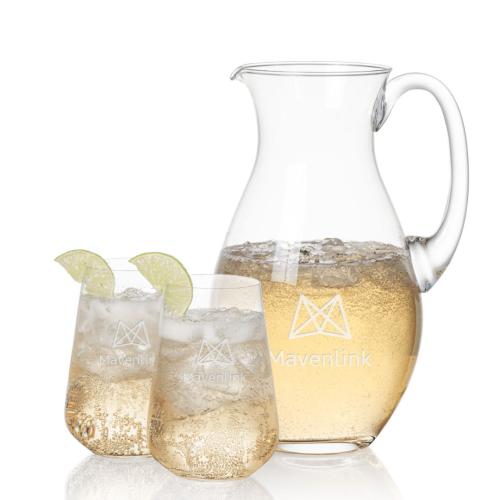 Corporate Recognition Gifts - Etched Barware - Charleston Pitcher & Breckland Beverage