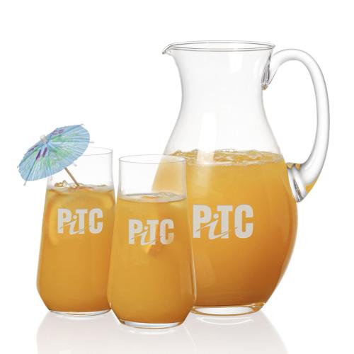 Corporate Recognition Gifts - Etched Barware - Charleston Pitcher & Bretton Beverage