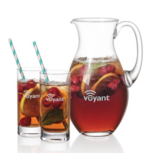 Corporate Recognition Gifts - Etched Barware - Charleston Pitcher & Dresden Beverage
