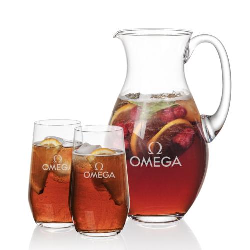 Corporate Recognition Gifts - Etched Barware - Charleston Pitcher & Germain Beverage