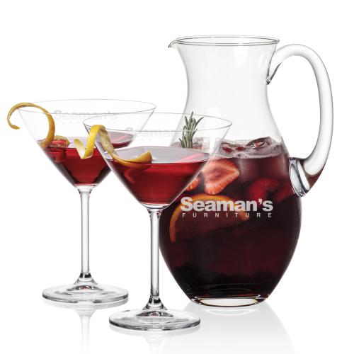 Corporate Recognition Gifts - Etched Barware - Charleston Pitcher & Coleford Cocktail Set