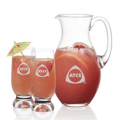 Corporate Recognition Gifts - Etched Barware - Charleston Pitcher & Marland Cocktail