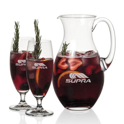 Corporate Recognition Gifts - Etched Barware - Charleston Pitcher & Pinehurst Cocktail