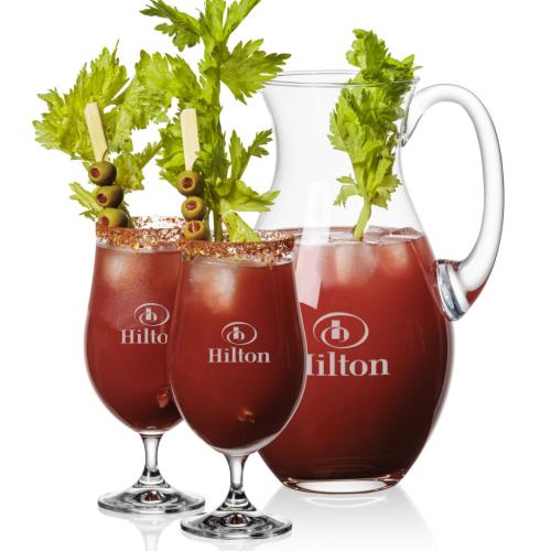 Corporate Recognition Gifts - Etched Barware - Charleston Pitcher & Rochdale Cocktail