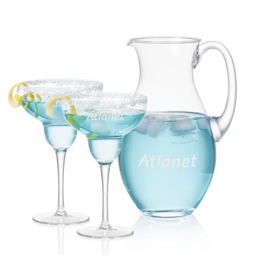 Corporate Recognition Gifts - Etched Barware - Charleston Pitcher & St Tropez Cocktail