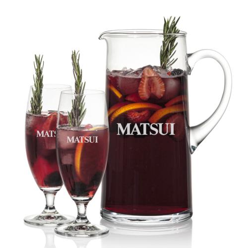 Corporate Recognition Gifts - Etched Barware - Rexdale Pitcher & Pinehurst Cocktail Set