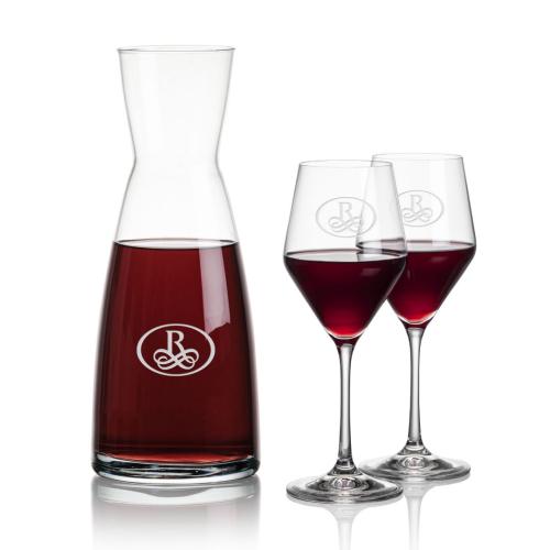 Corporate Recognition Gifts - Etched Barware - Winchester Carafe & Bengston Wine