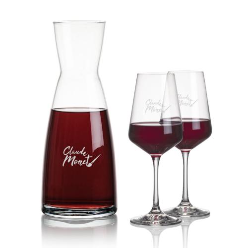 Corporate Recognition Gifts - Etched Barware - Winchester Carafe & Cannes Wine