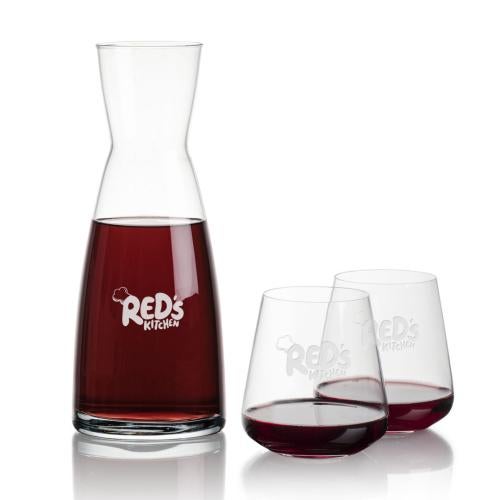 Corporate Recognition Gifts - Etched Barware - Winchester Carafe & Breckland Stemless
