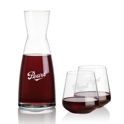 Corporate Recognition Gifts - Etched Barware - Winchester Carafe & Cannes Stemless