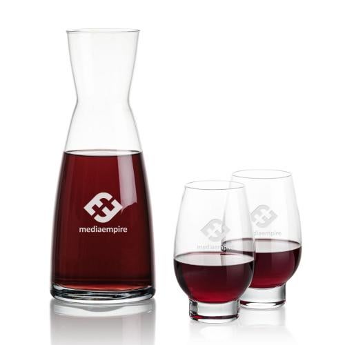 Corporate Recognition Gifts - Etched Barware - Winchester Carafe & Glenarden Stemless